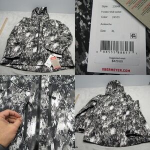 Obermeyer Foraker Shell Jacket Men XL Black White Recco Hooded Full Zip $429 NEW